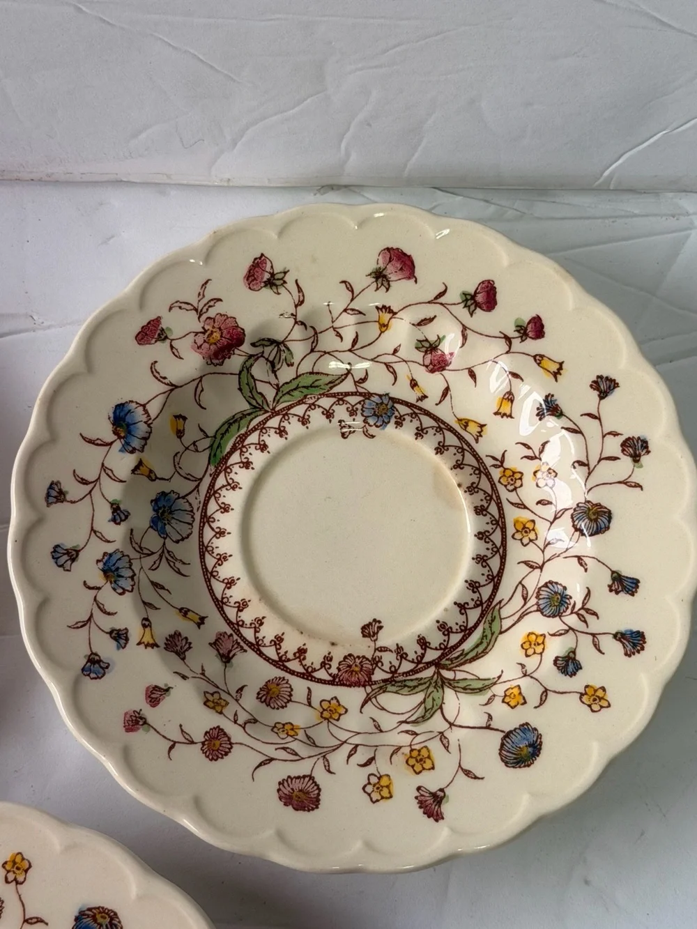 Vintage set of 3 Vernon Kilns 6” Small saucer Bloom  MADE IN CALIFORNIA